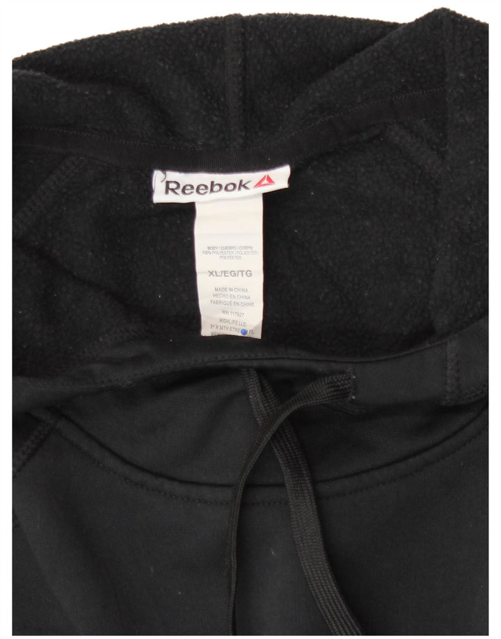 REEBOK Womens Graphic Hoodie Jumper UK 18 XL Black Polyester