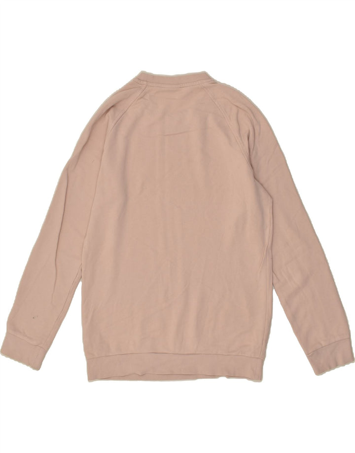 REEBOK Womens Graphic Sweatshirt Jumper UK 14 Medium Beige Cotton | Vintage Reebok | Thrift | Second-Hand Reebok | Used Clothing | Messina Hembry 