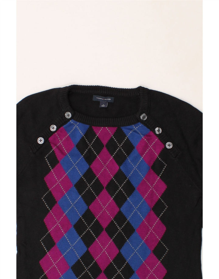 TOMMY HILFIGER Womens Boat Neck Jumper Sweater UK 14 Medium Black Vintage Tommy Hilfiger and Second-Hand Tommy Hilfiger from Messina Hembry 