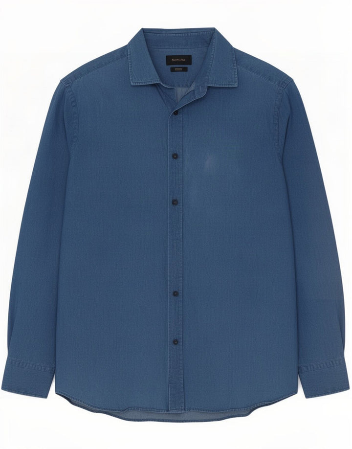 Massimo Dutti Herre Denim Shirt XL Navy Blue