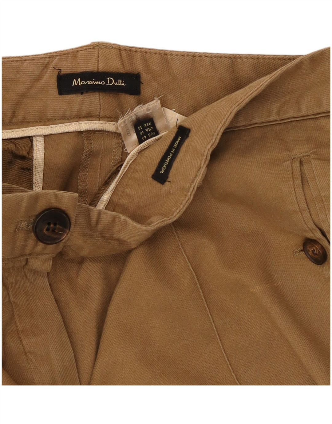 Massimo Dutti Dame Slim Cropped Trousers EU 42 Large W34 L26 Beige