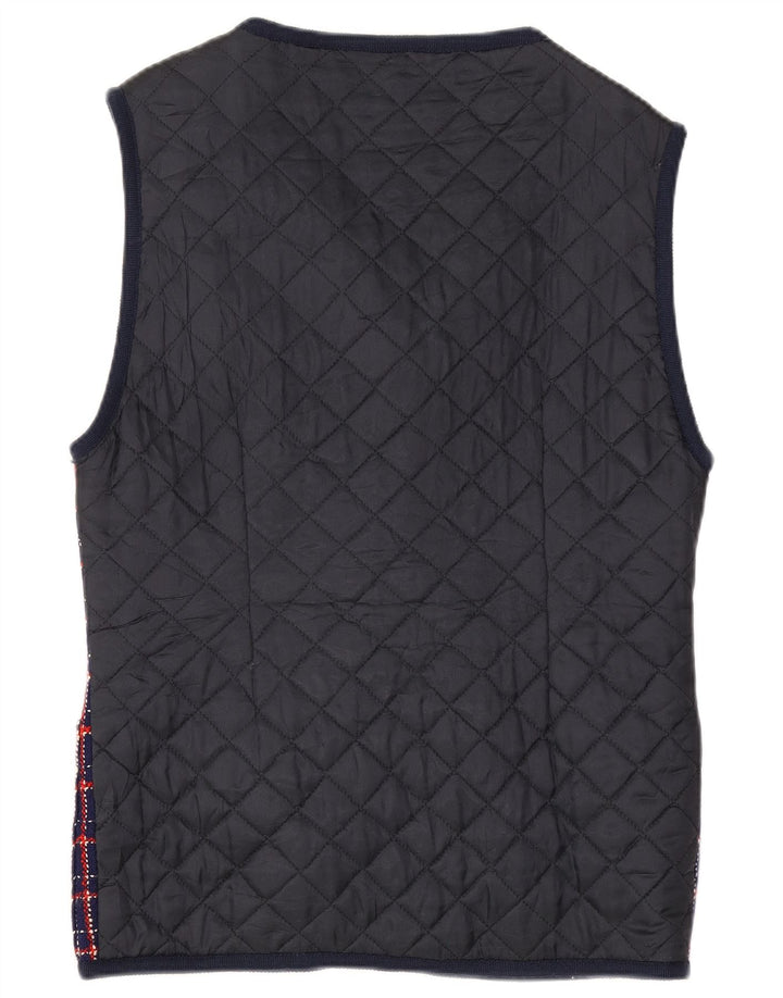 Vintage Dame Longline vest UK 14 Large Navy Blue Check