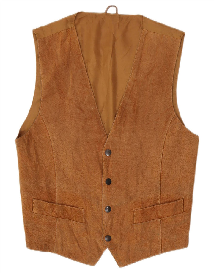 Vintage damevest UK 12 medium brunt læder