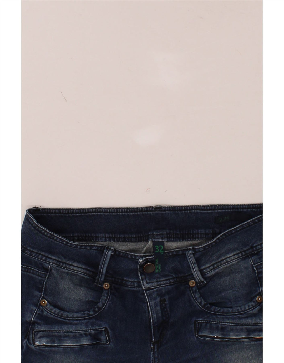 BENETTON Womens Skinny Jeans W32 L31 Blue Cotton Vintage Benetton and Second-Hand Benetton from Messina Hembry 
