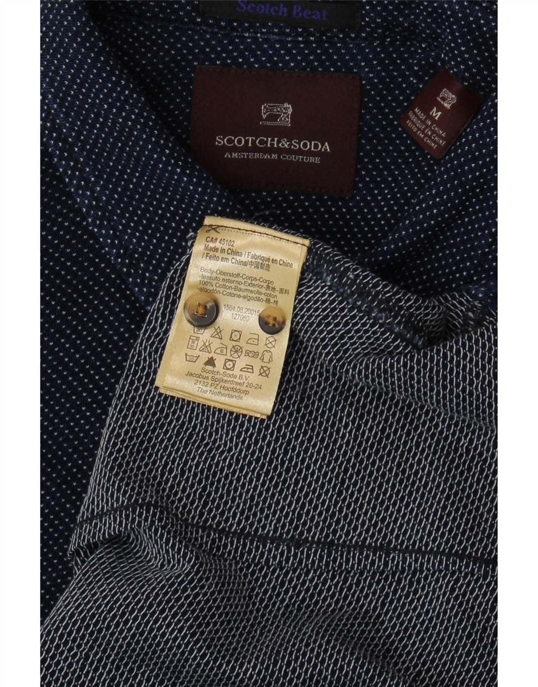 Scotch & Soda Herreskjorte Medium Navyblå plettet bomuld