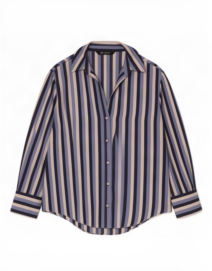 Zara skjortebluse til kvinder UK 10 Lille blå stribet polyester