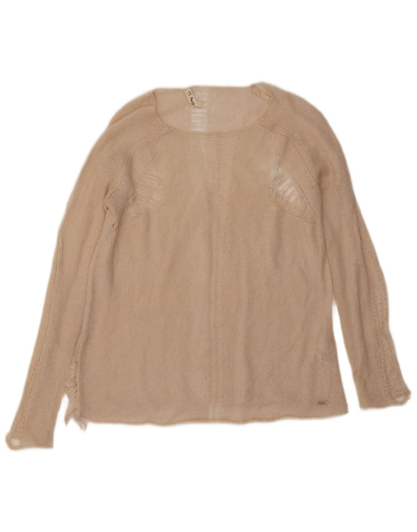 PEPE Jeans Dame Boat Neck Jumper Sweater UK 14 Medium Beige Akryl