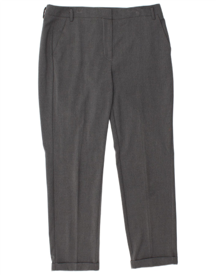 MARELLA Lige jakkesæt til kvinder bukser UK 14 Large W32 L28 Grå polyester