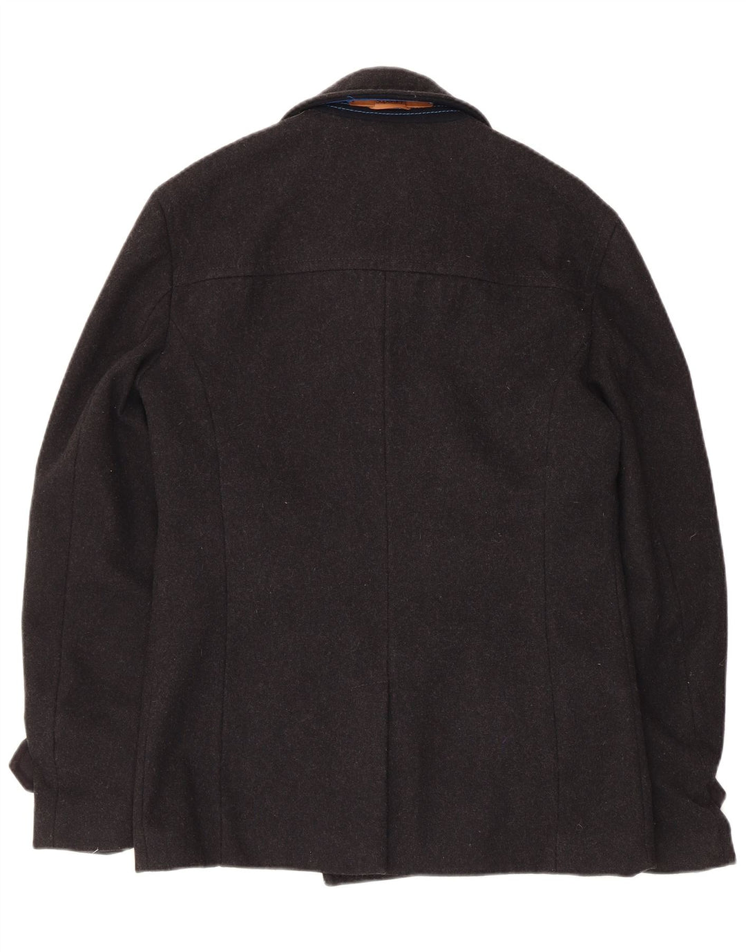 Superdry Men Pea Coat UK 38 Medium Black Wool