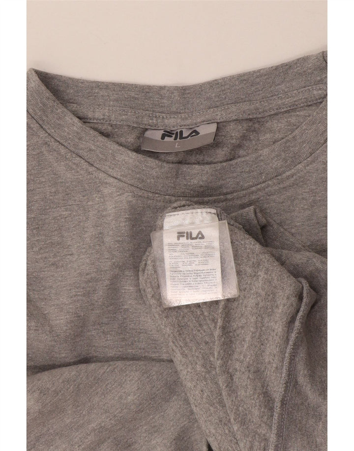 Fila Dame Grafisk Sweatshirt Jumper UK 16 Stor Grå Bomuld