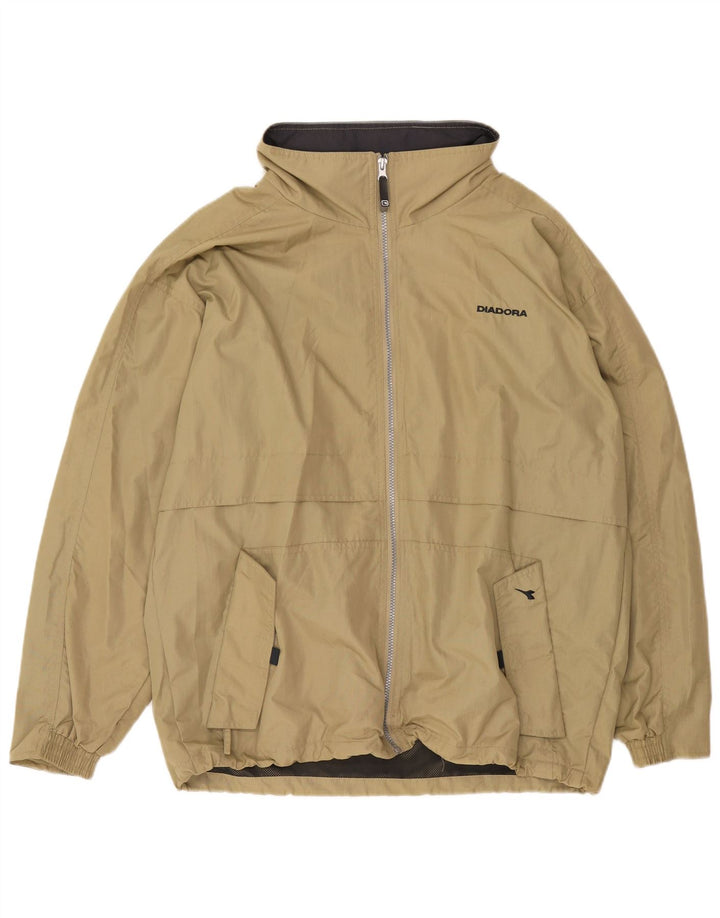 Diadora Regnjakke med hætte til mænd UK 38 Medium Khaki Polyamid