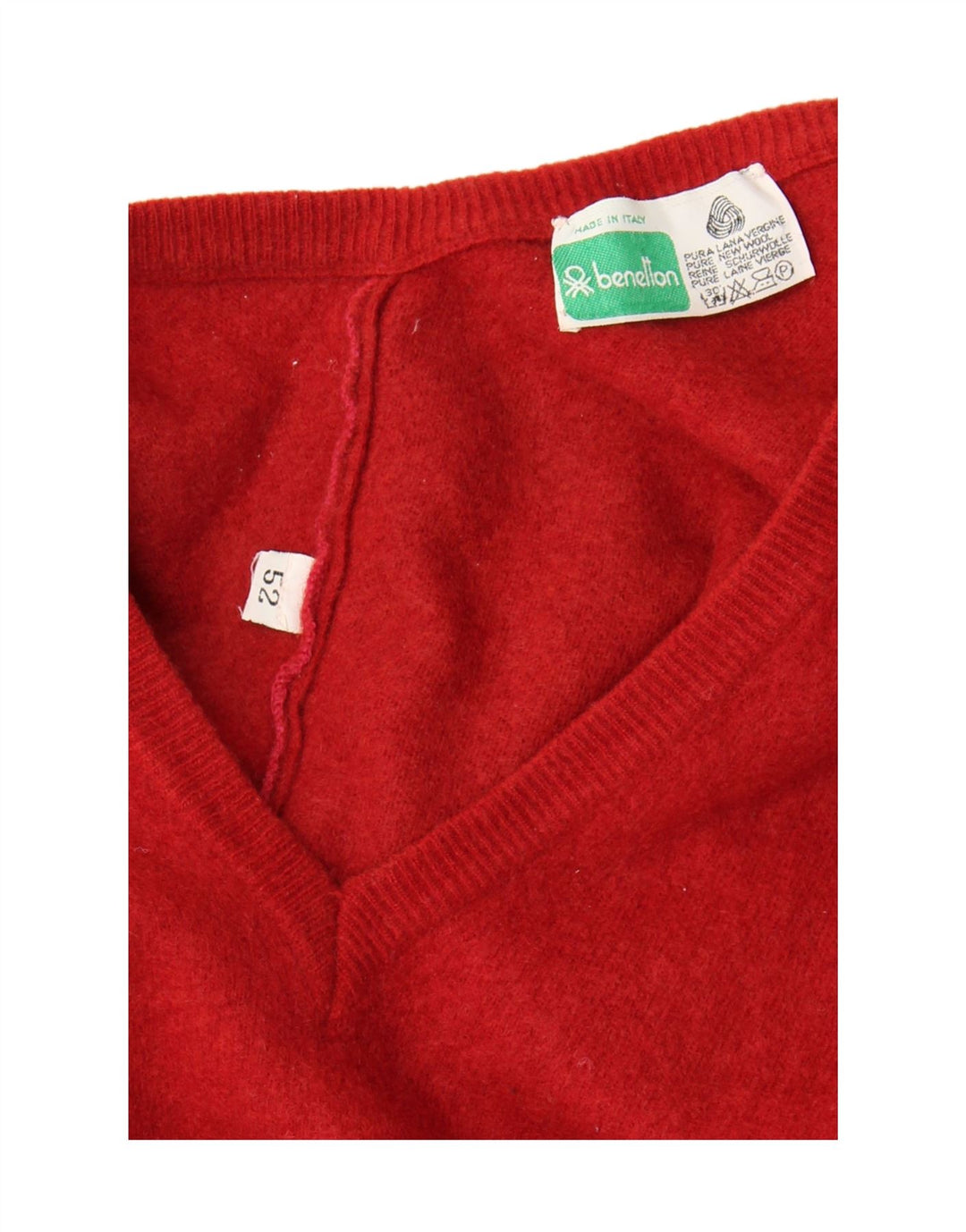 Benetton Herrevest Tank Top IT 52 Large Maroon Virgin Wool