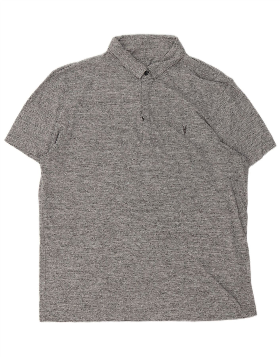All Saints Polo Shirt til mænd, stor grå flækket bomuld