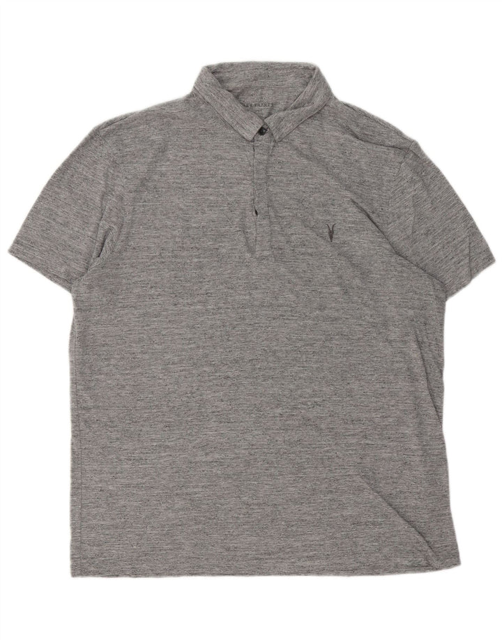 All Saints Polo Shirt til mænd, stor grå flækket bomuld