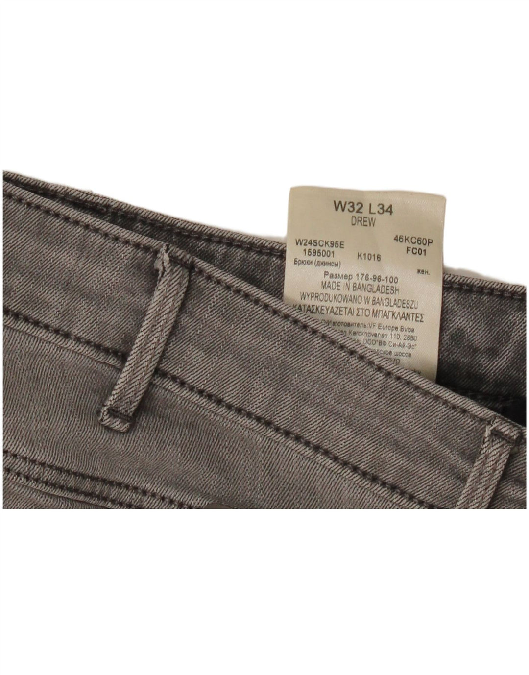 Wrangler Dame Drew Straight Jeans W32 L34 Grå Bomuld
