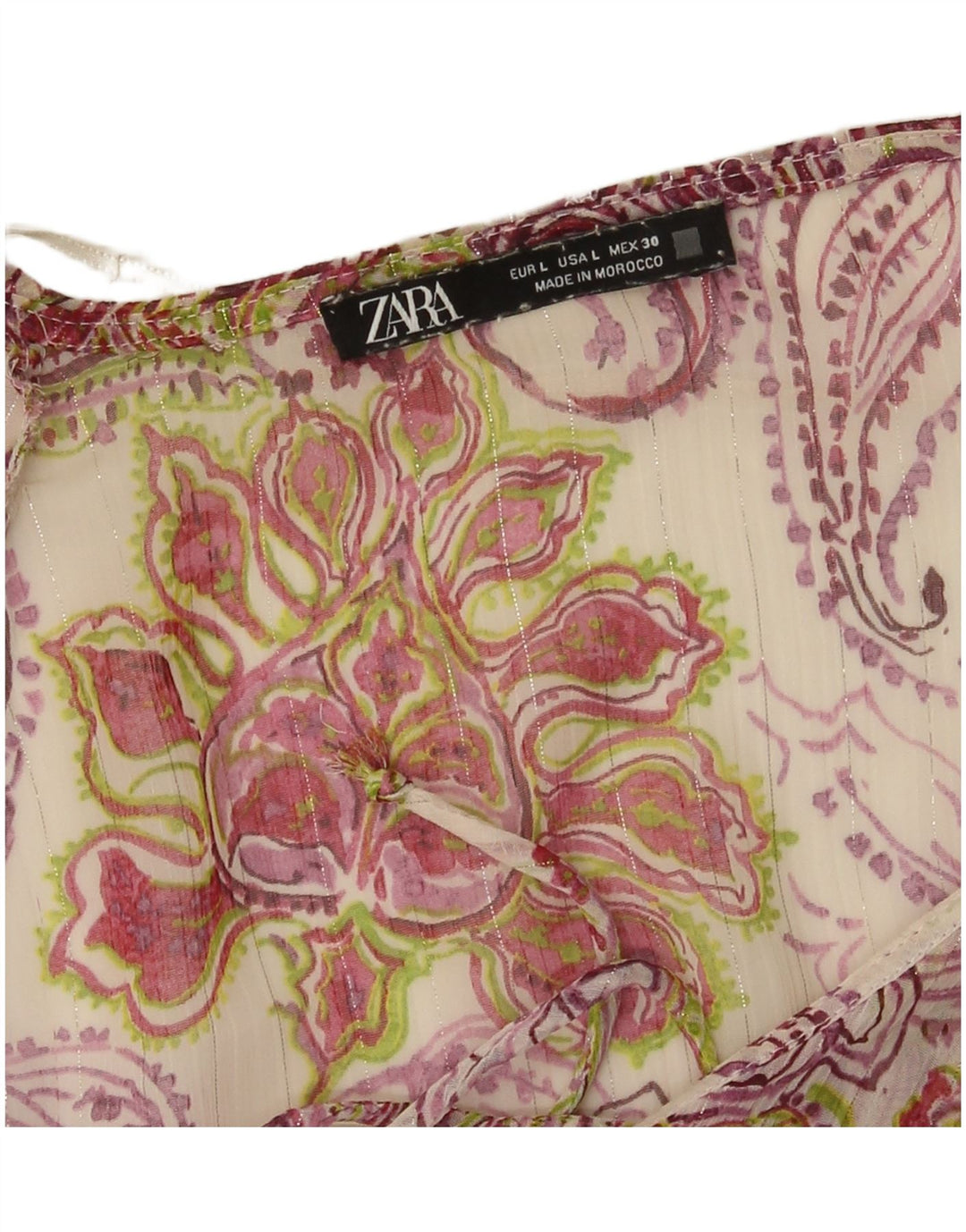 Zara Womens Flæse Front Bluse Top UK 14 Large Multicolored Floral