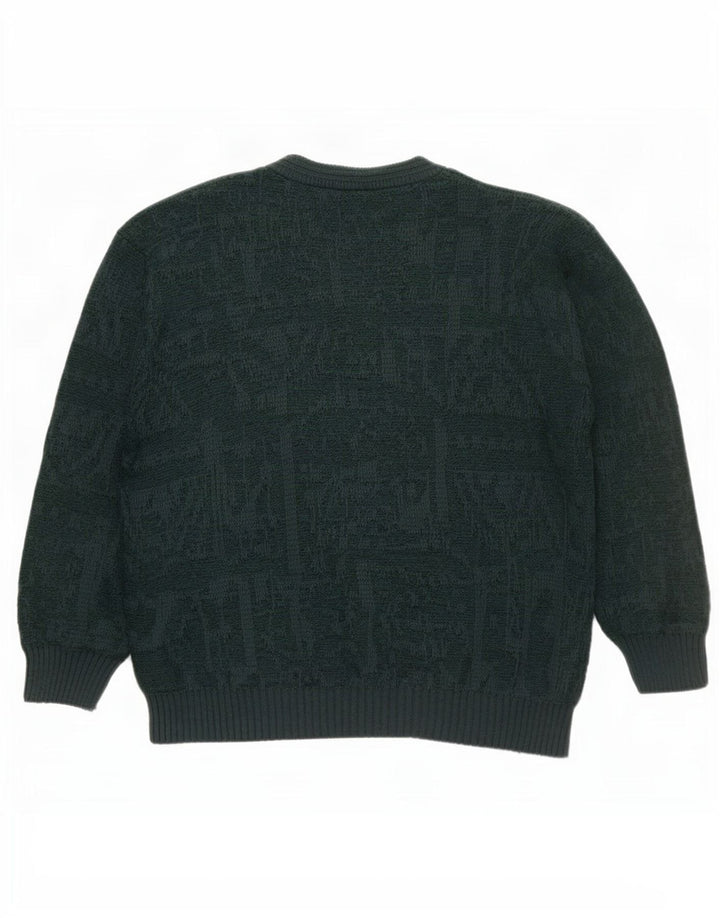 Maselli Herre Regular Fit Crew Neck Jumper Sweater Stor Grøn Geometrisk