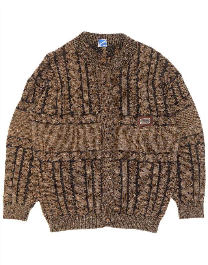 Claude De Pierre Herre cardigan sweater Stor brun stribet