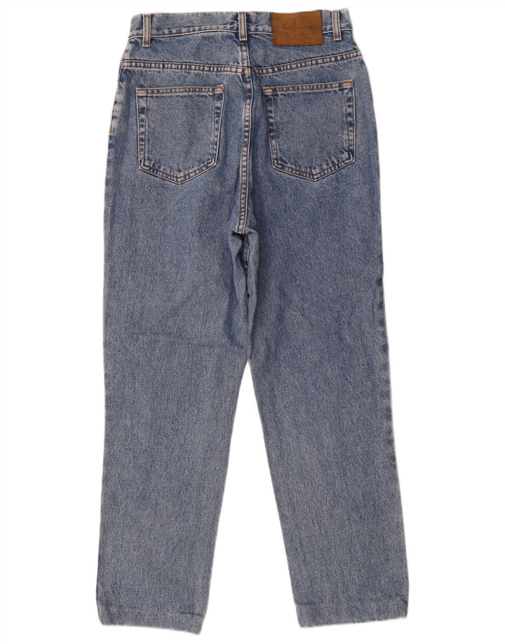CALVIN KLEIN Dame-tilspidsede jeans US 10 Large W28 L28 Blå Bomuld