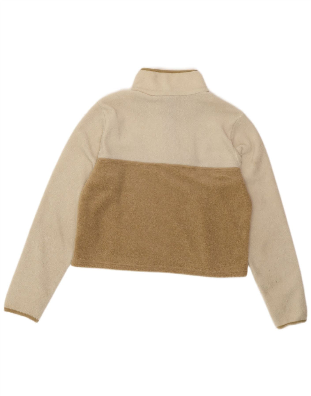 COLUMBIA Dame Crop Fleece Jumper UK 14 Medium White Colourblock