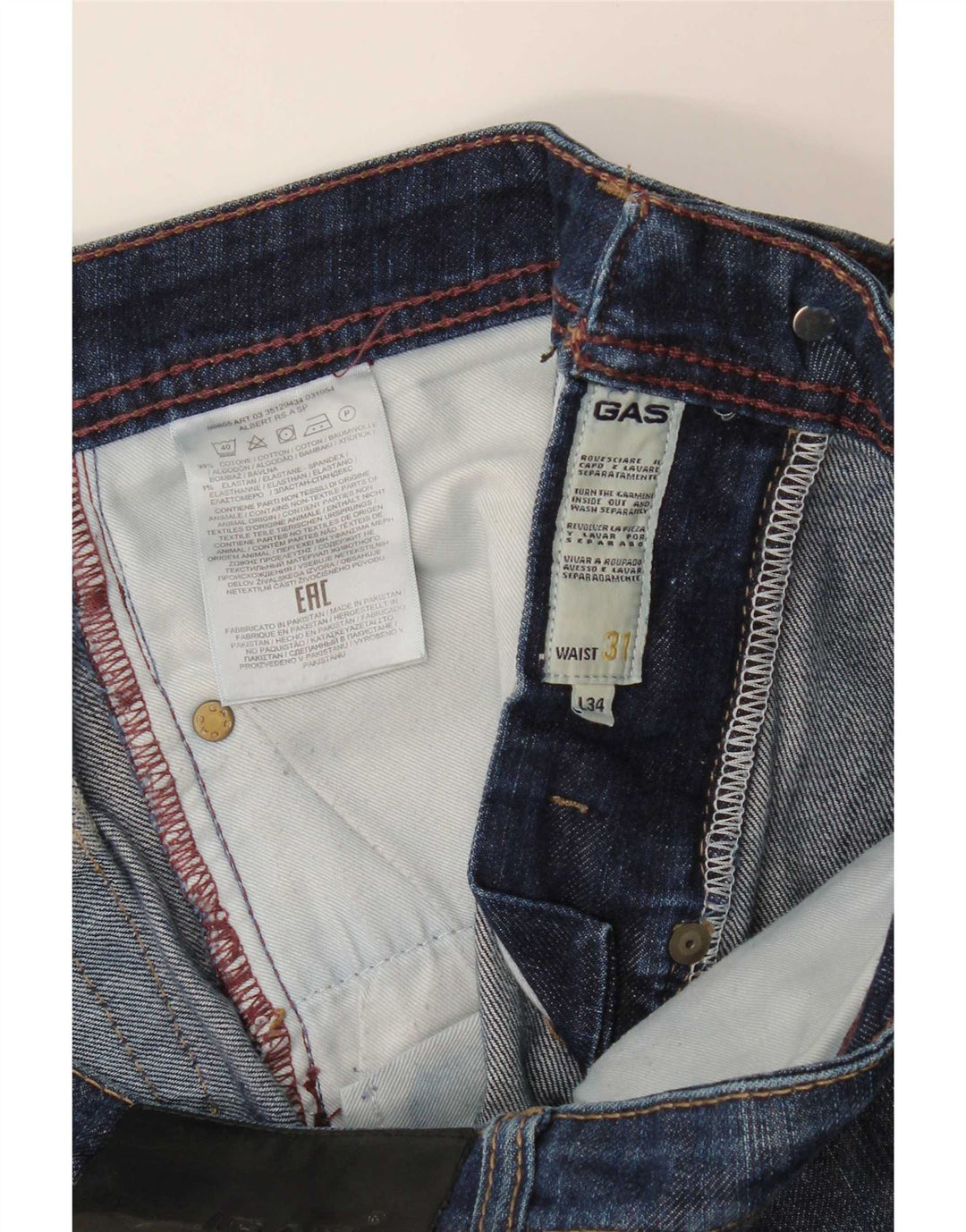 Gas Herre Cropped Straight Jeans W31 L26 Blå Bomuld