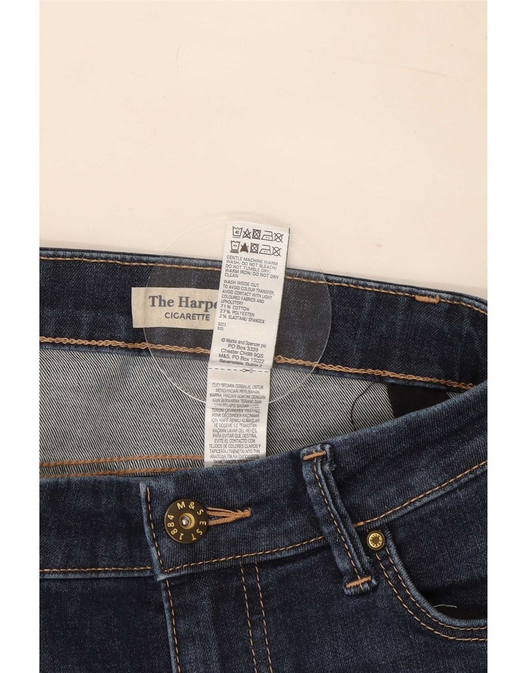 Marks & Spencer Womens Cropped Jeans UK 14 Medium W30 L23 Navy Blue