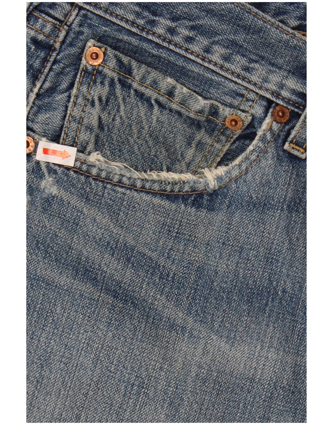 Levi's Herre 501 Distressed Straight Jeans W34 L27 Blå Bomuld