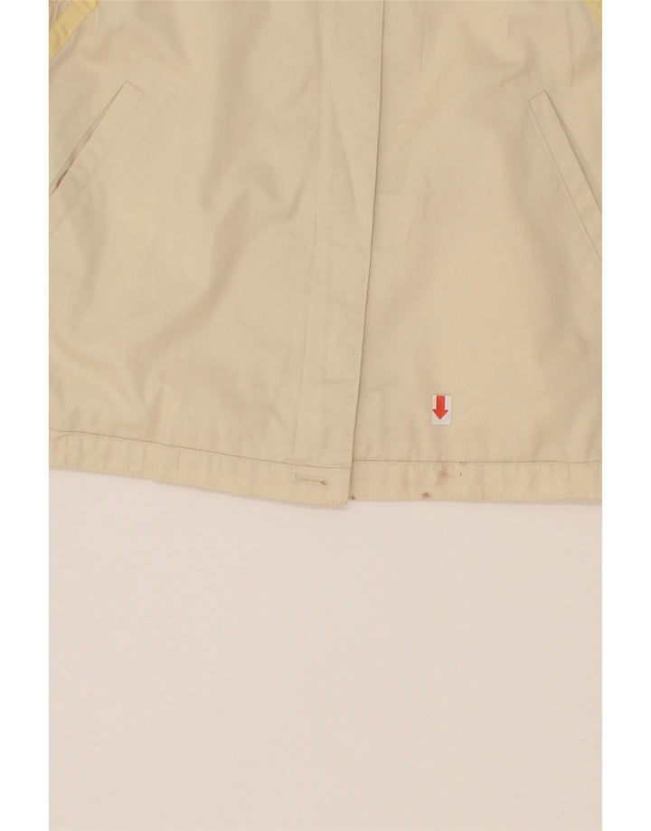 VINTAGE Womens 3/4 Sleeve Bomber Jacket UK 14 Large Beige Polyester Vintage Vintage and Second-Hand Vintage from Messina Hembry 