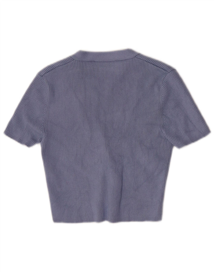 Zara Kortærmet Crop Top UK 8 Small Blue Viscose