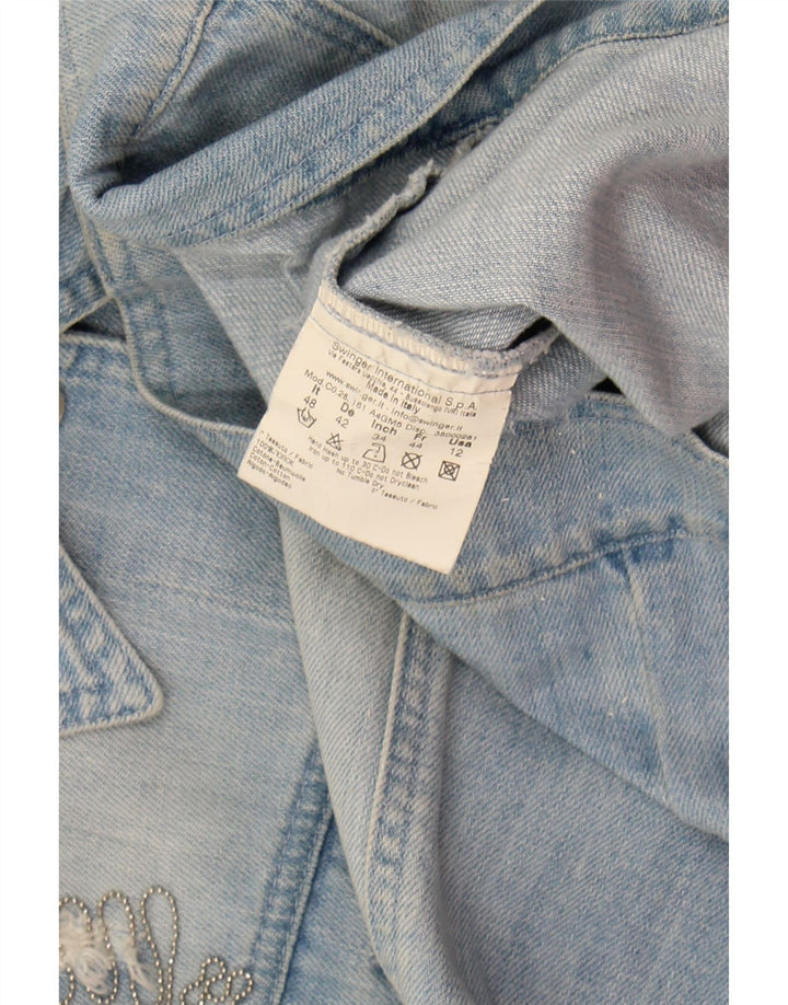 ROCCOBAROCCO Womens Crop Denim Jacket IT 48 XL Blue Cotton Vintage Roccobarocco and Second-Hand Roccobarocco from Messina Hembry 