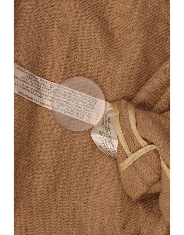 Massimo Dutti Dame 3/4 ærmet åben blazerjakke UK 16 Stor brun hør