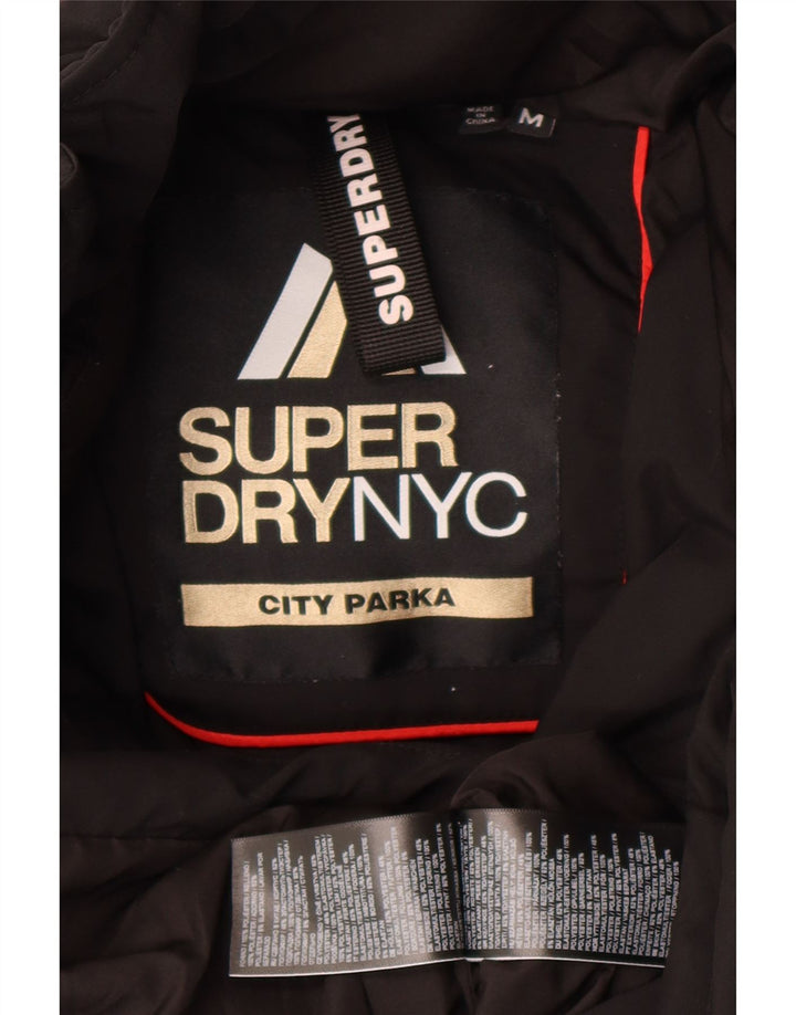 Superdry Graphic Parkajakke med hætte til kvinder UK 14 Medium Black Winter