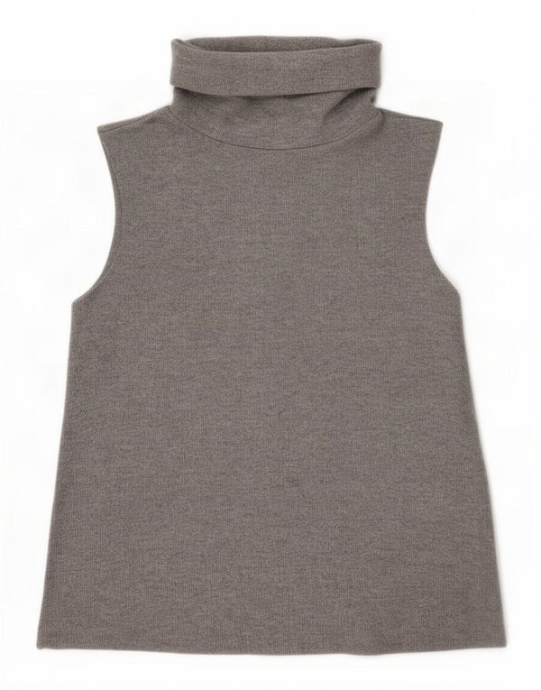 Zara Dame Roll Neck Vest Top UK 10 Small Grå Polyester