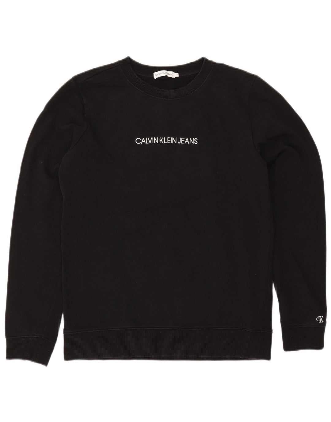 CALVIN KLEIN Drenge grafisk sweatshirt trøje 15-16 år Sort bomuld