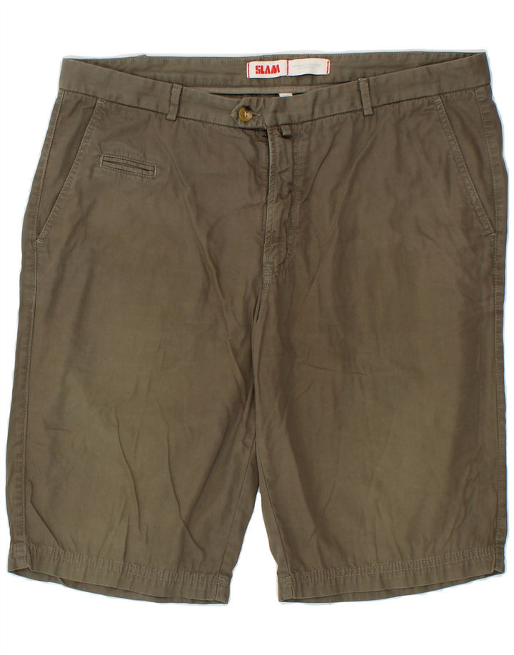 SLAM Mens Chino Shorts IT 52 XL W38  Khaki Cotton Vintage Slam and Second-Hand Slam from Messina Hembry 