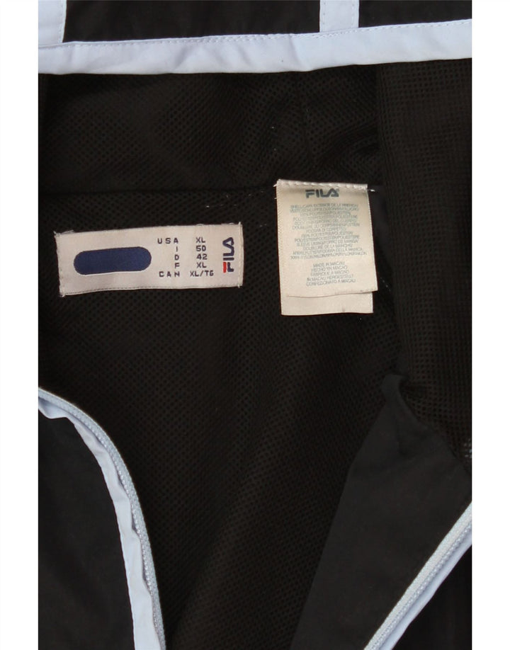 FILA Womens Hooded Tracksuit Top Jacket UK 18 XL Black Polyester Vintage Fila and Second-Hand Fila from Messina Hembry 