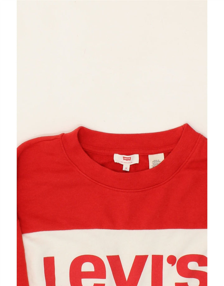 LEVI'S Womens Oversized Sweatshirt Jumper UK 14 Medium Red Colourblock Vintage Levi's and Second-Hand Levi's from Messina Hembry 