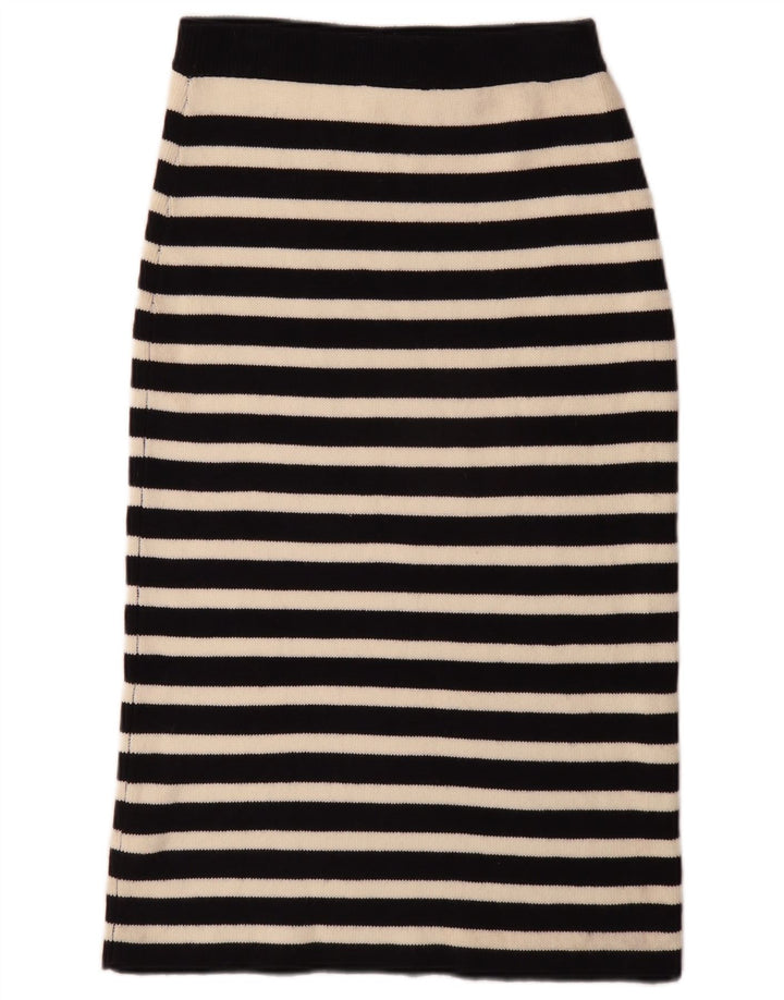 Zara Kvinder strik blyantnederdel Medium W30 sort stribet polyester