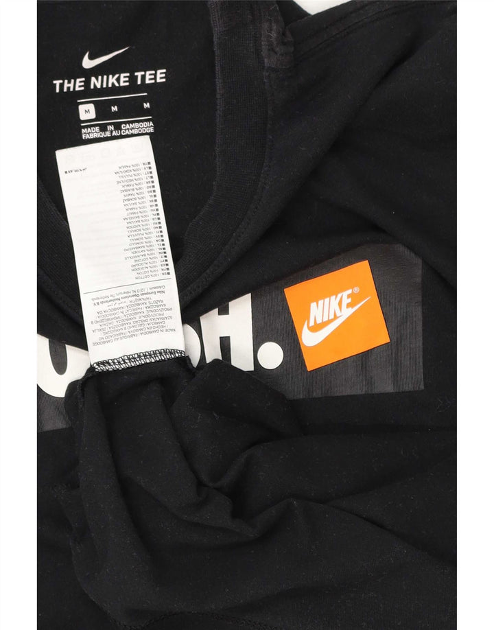 Nike Herre Swoosh Grafisk T-shirt Top Medium Sort Bomuld