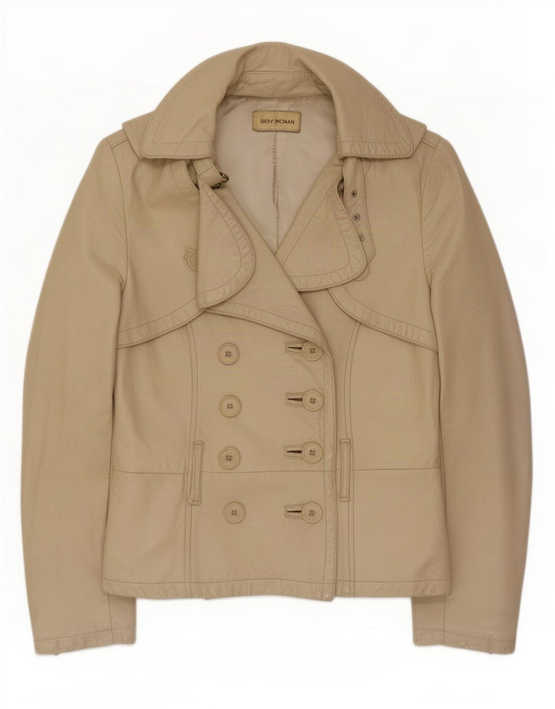 Vintage læderjakke til kvinder UK 10 Small Beige