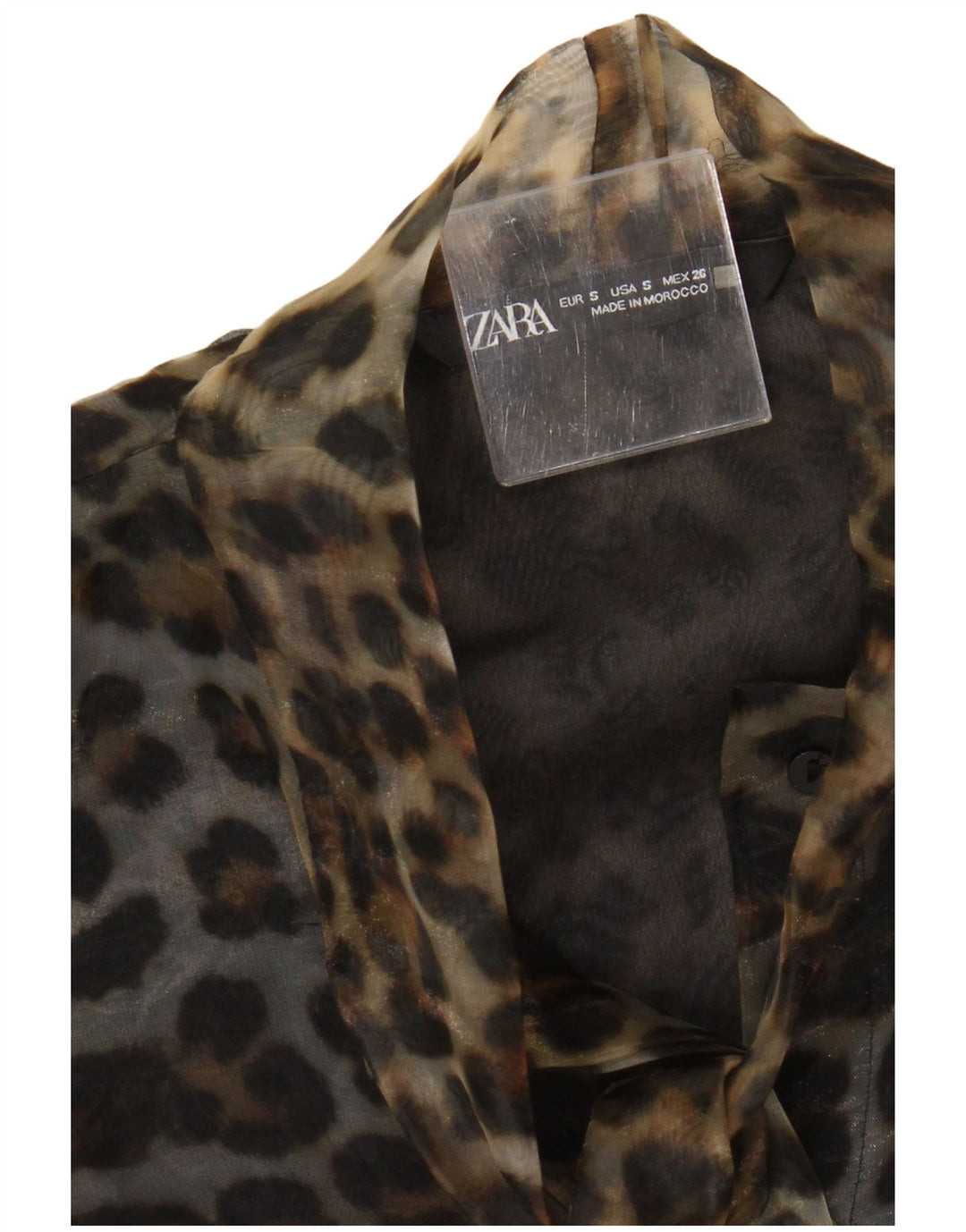 Zara Damebluse Top UK 10 Små brune dyreprint