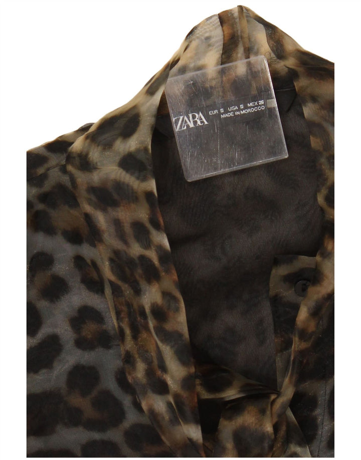 Zara Damebluse Top UK 10 Små brune dyreprint