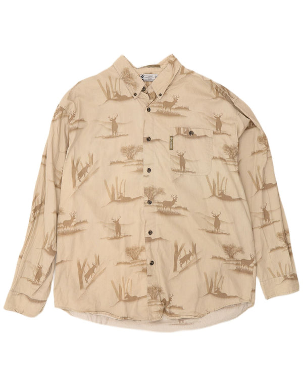 Columbia Mens River Lodge Corduroy skjorte Stor beige dyreprint bomuld