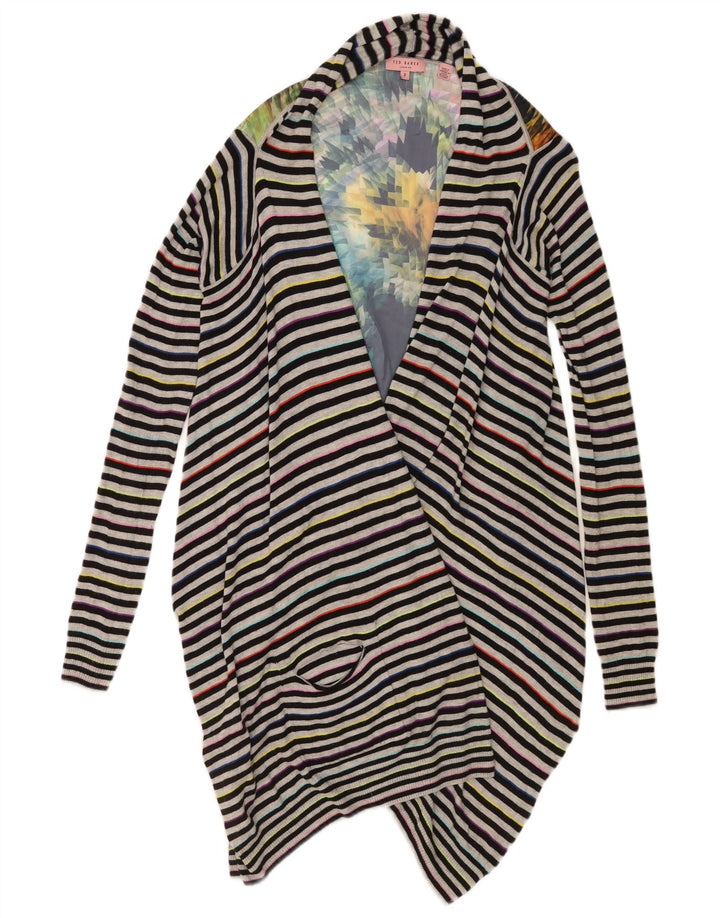 Ted Baker Dame Asymmetrisk Cardigan Sweater Størrelse 2 Lille Flerfarvet