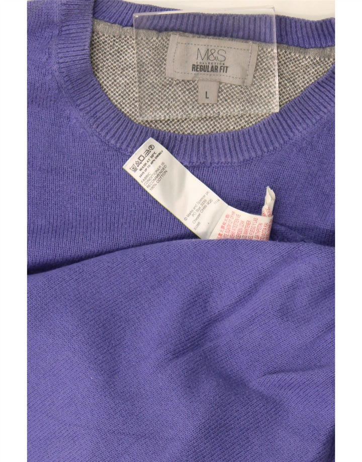Marks & Spencer Herre Regular Fit Jumper Sweater med rund hals Stor lilla