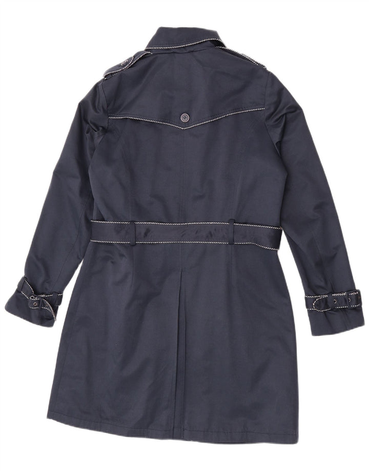 Laura Ashley Dame Dobbeltradet Trench Coat UK 12 Medium Navy Blue