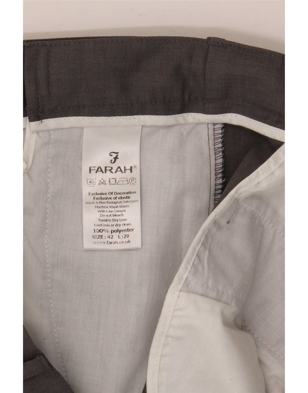 Farah Lige Chinobukser til mænd W42 L29 Grå polyester
