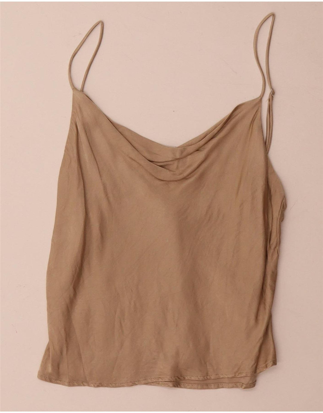 Zara Dame Cami Top UK 10 Small Beige Viscose