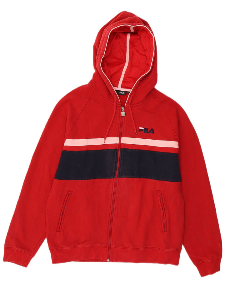Fila Hættetrøje med lynlås til mænd Medium Rød Colourblock Bomuld