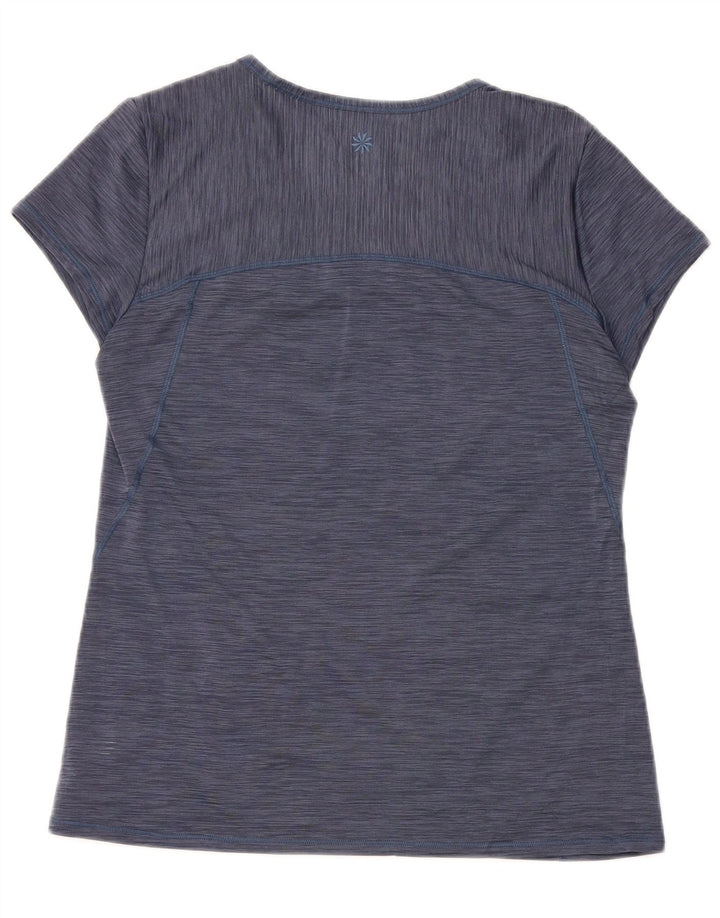 ATHLETA Dame T-Shirt Top UK 12 Medium Navy Blue Flecked Polyester